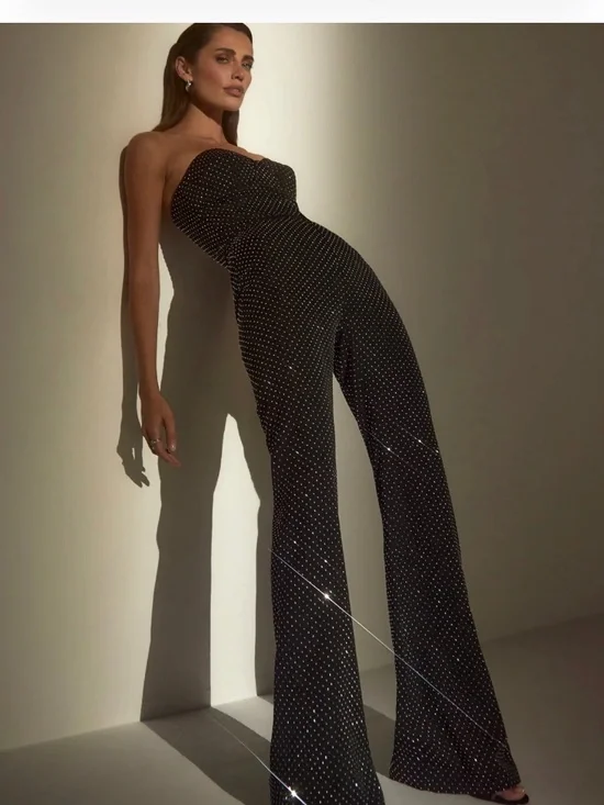 Nadine Merabi Rhinestone Kira Black Pants XS - Picture 1 of 3